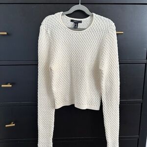 Forever 21 Textured Cream Crew Neck Sweater